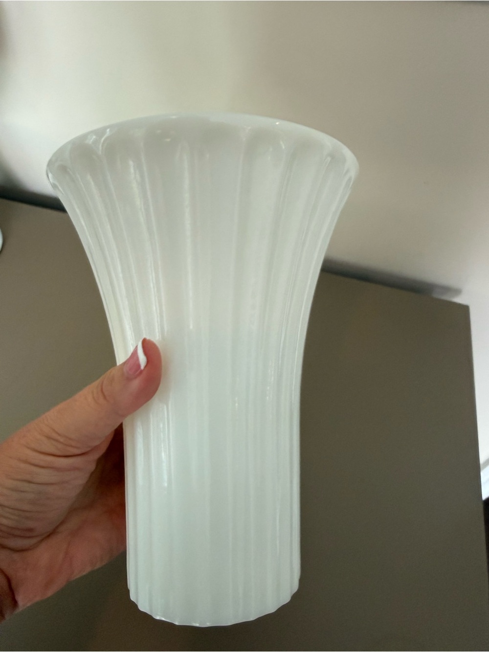 White Fluted Glass Vase - Classic Home Accent